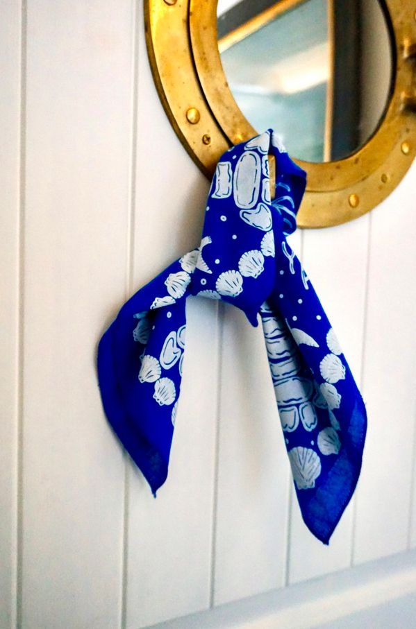A Wee Maine Artist Nautical Bandana in Blue WMA2