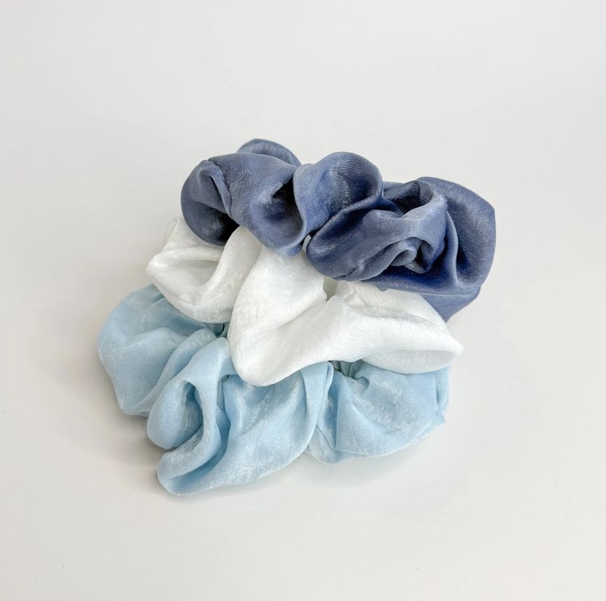Adorro Coastal Satin Scrunchie Set of 3 AD83