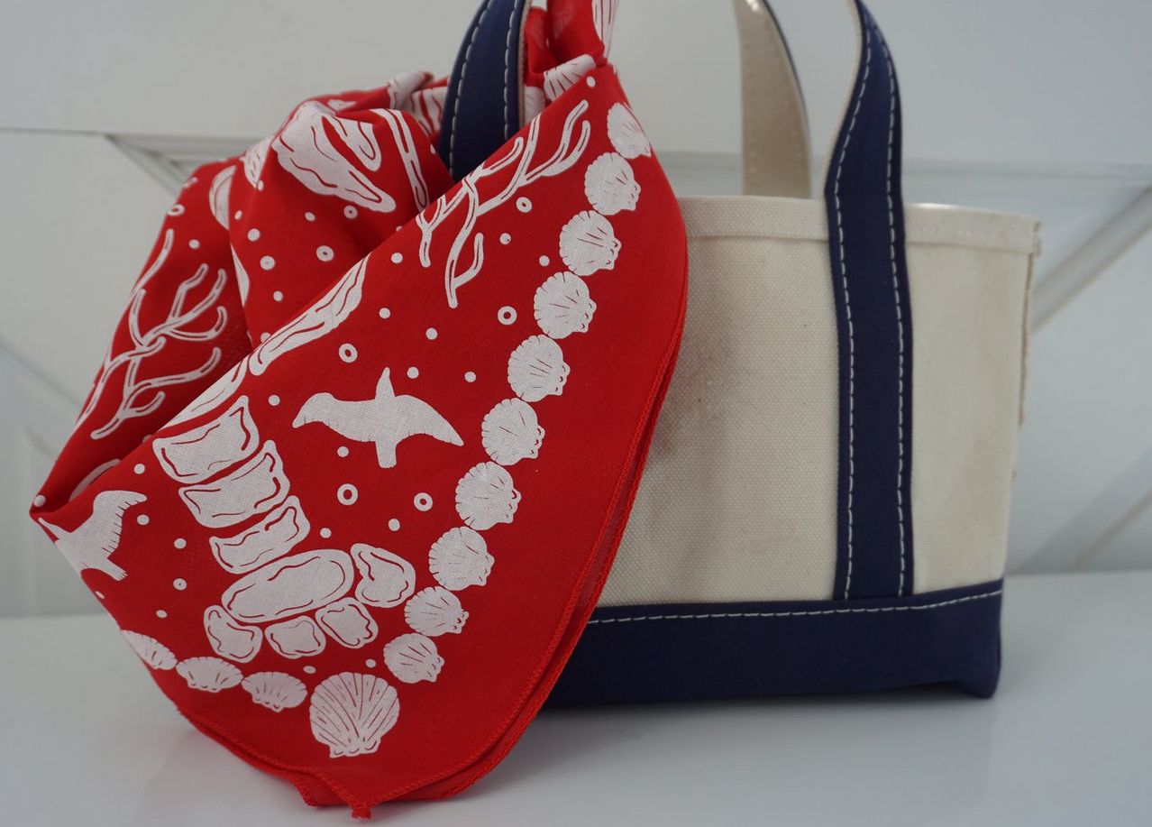 A Wee Maine Artist Nautical Bandana in Red WMA1