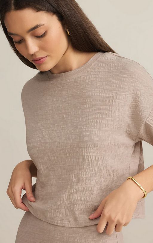 Z Supply Sway Textured Cropped Tee in Parchment 