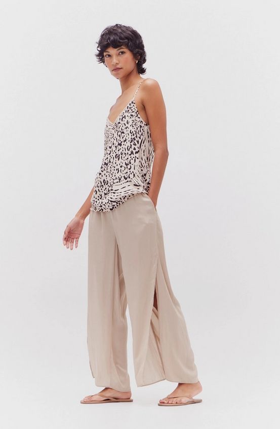 Grade &amp; Gather Side Slit Satin Pants