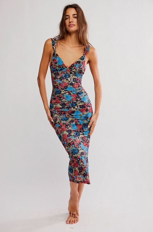 Free People Long Live Printed Mesh Slip Dress
