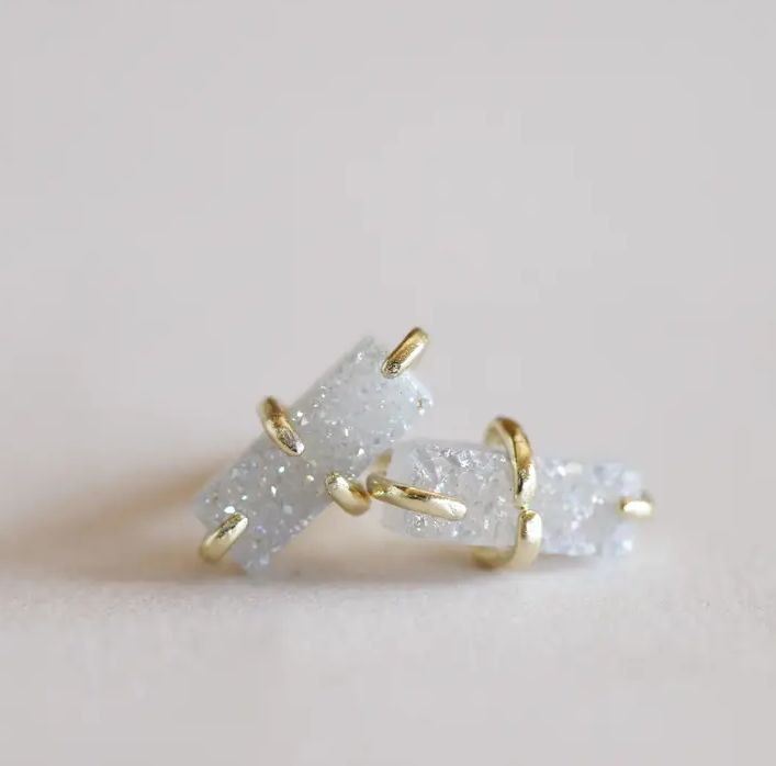 Jax Kelly Druzy Bar White Earrings JX35