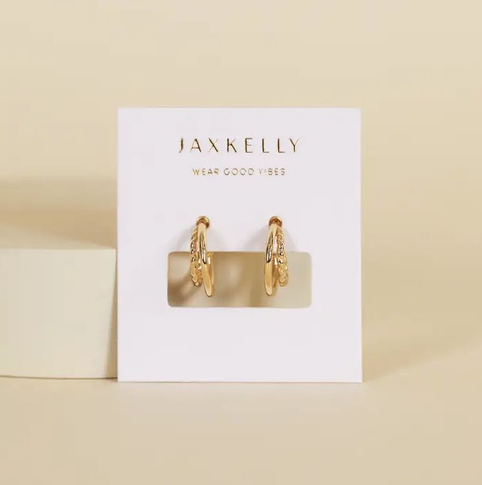 Jax Kelly Gold Hoop Double Earrings JX28