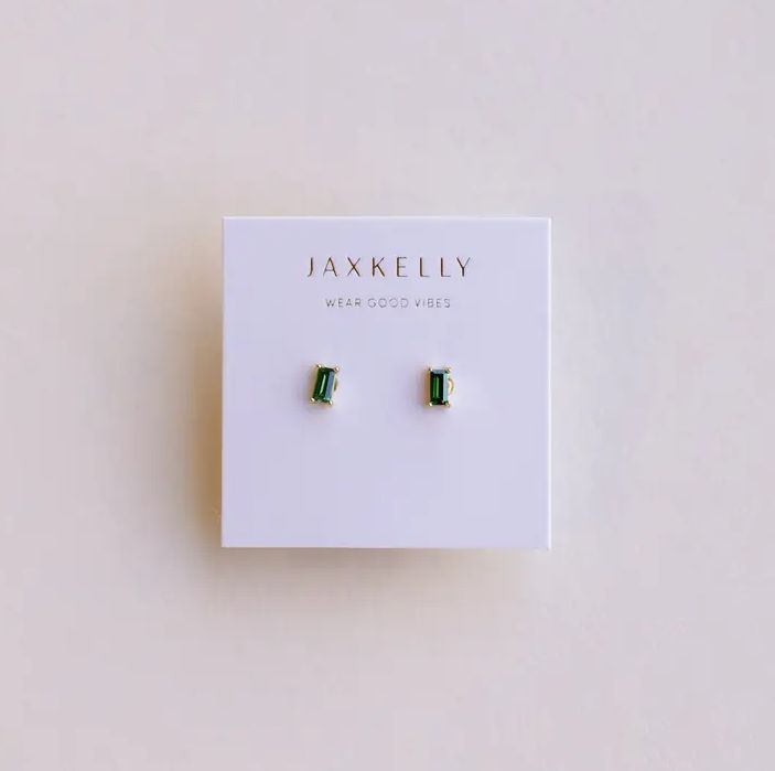 Jax Kelly Baguette Emerald Earrings JX33