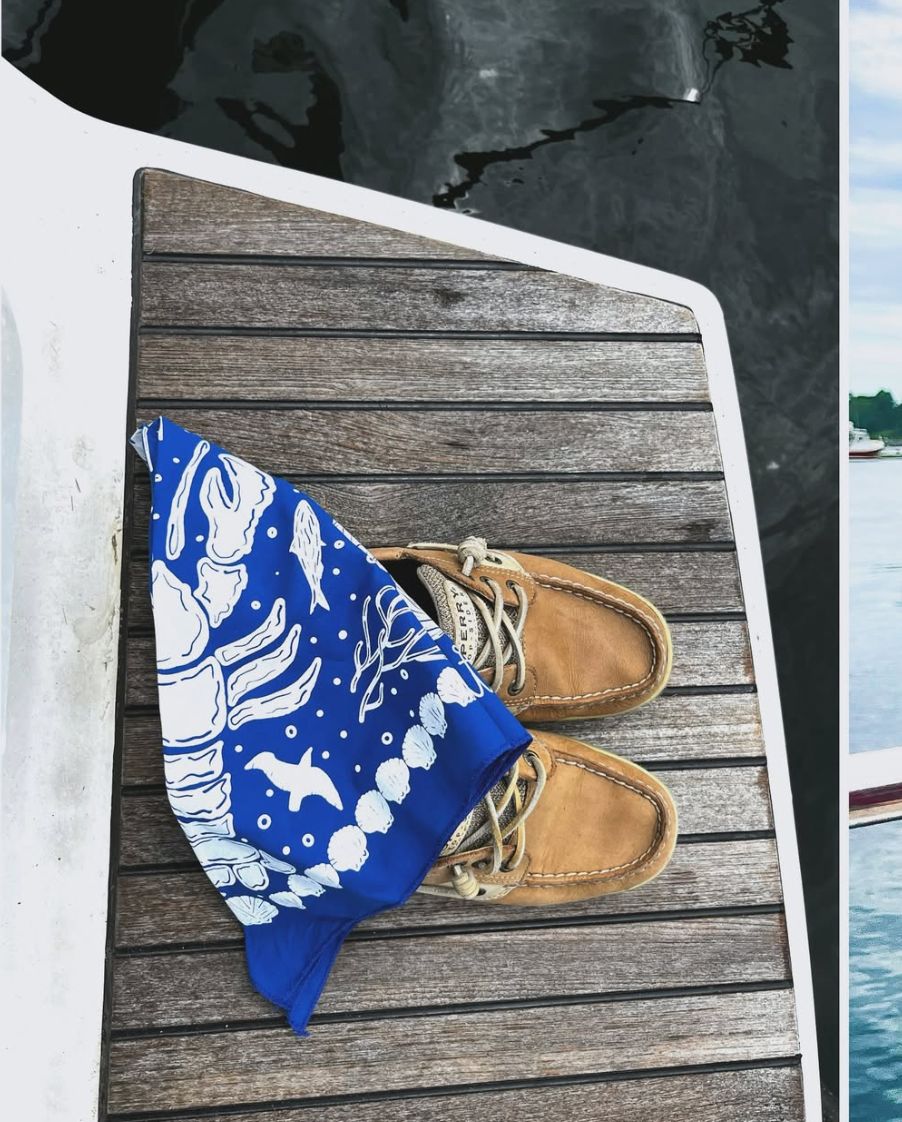 A Wee Maine Artist Nautical Bandana in Blue WMA2