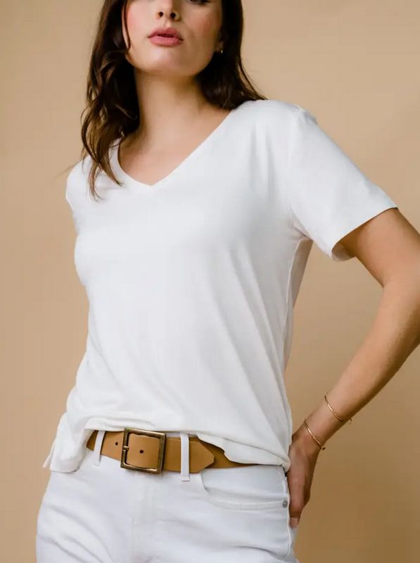 Able Meghan Drapey V-Neck Tee (Two Colors)