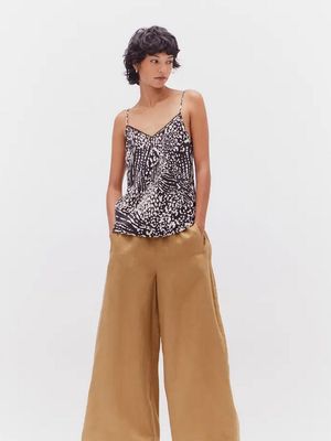 Grade &amp; Gather Printed Bias Satin Raw Edge Tank