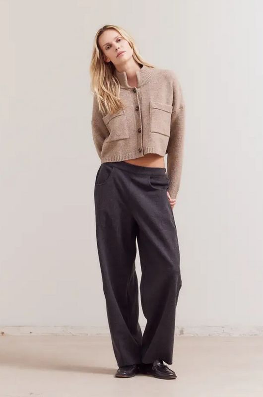 Grade &amp; Gather High Collar Knit Cardigan (Two Colors)