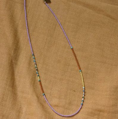 Freestone Dainty Beaded Choker - in Lilac with Turquoise FST2