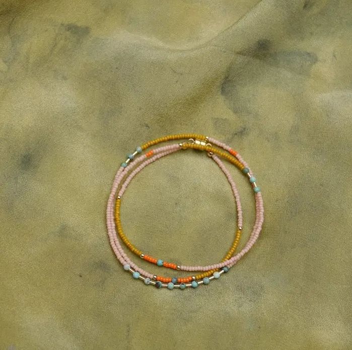 Freestone Wrap Bracelet- in Blush with Turquoise FST10