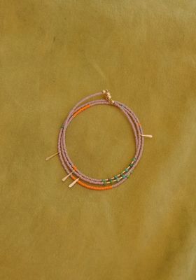 Freestone Wrap Bracelet- in Lilac with Turquoise and Gold Accents FST14