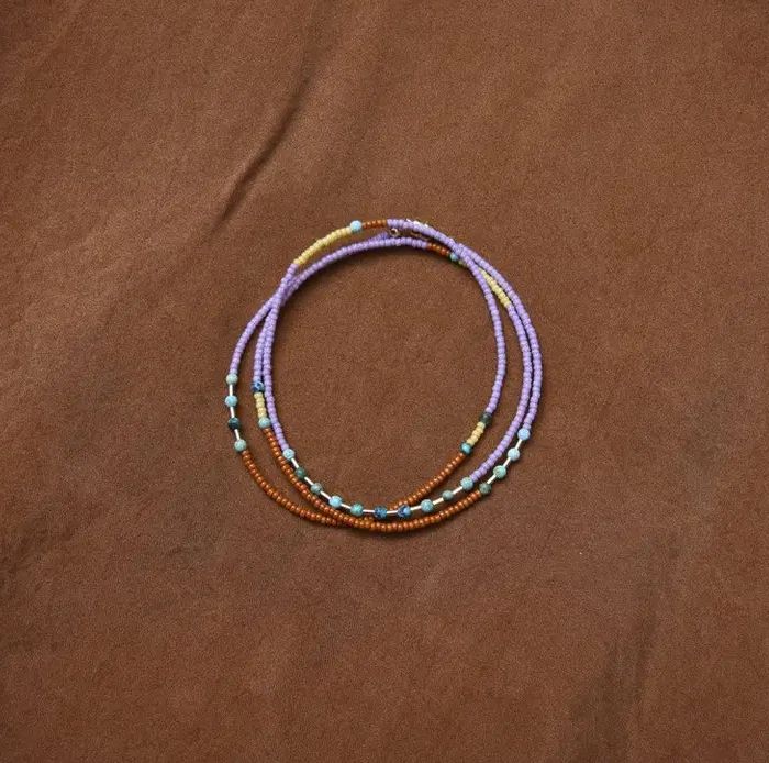 Freestone Wrap Bracelet- in Lilac with Turquoise FST11