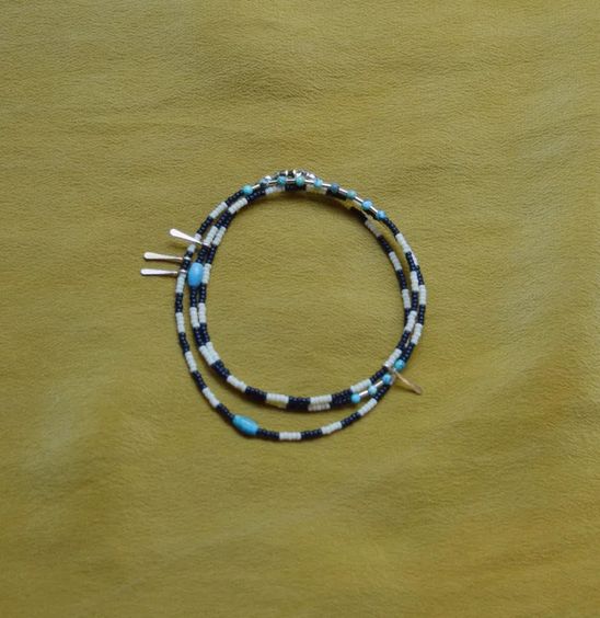 Freestone Wrap Bracelet- in Stripes with Turquoise and Gold Accents FST12