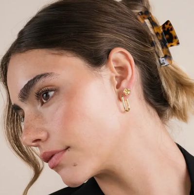 Jax Kelly Gold Hoop Large Rectangle Earring JX44