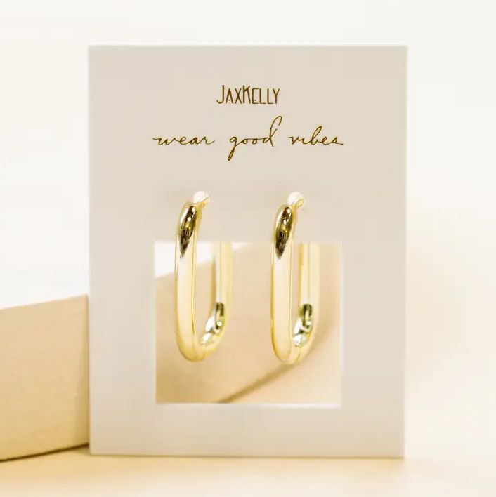 Jax Kelly Gold Hoop Large Rectangle Earring JX44