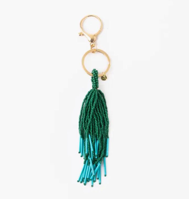 Ink + Alloy Diana Tassel Bag Charm in Green and Turquoise IA65