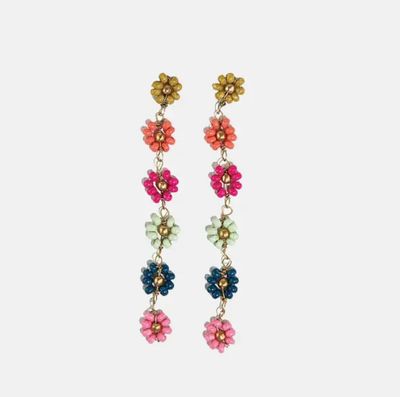 Ink + Alloy Amanda Multi Color Flower Beaded Dangle Earrings in Rainbow IA62