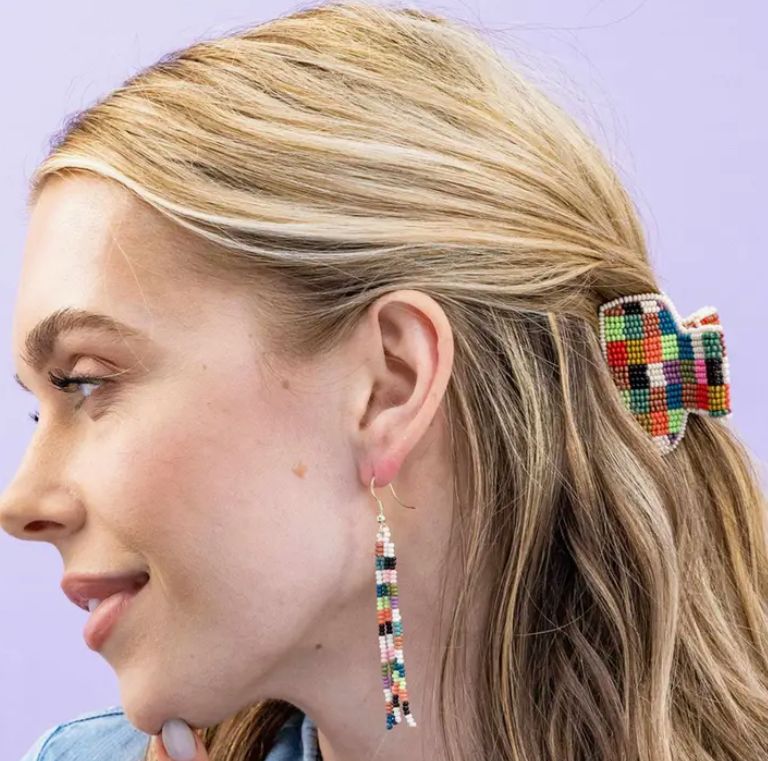 Ink + Alloy Gia Petite Multi Color Checked Claw Clip in Multi Check IA67