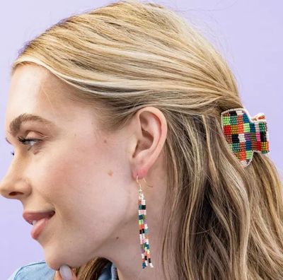 Ink + Alloy Gia Petite Multi Color Checked Claw Clip in Multi Check IA67