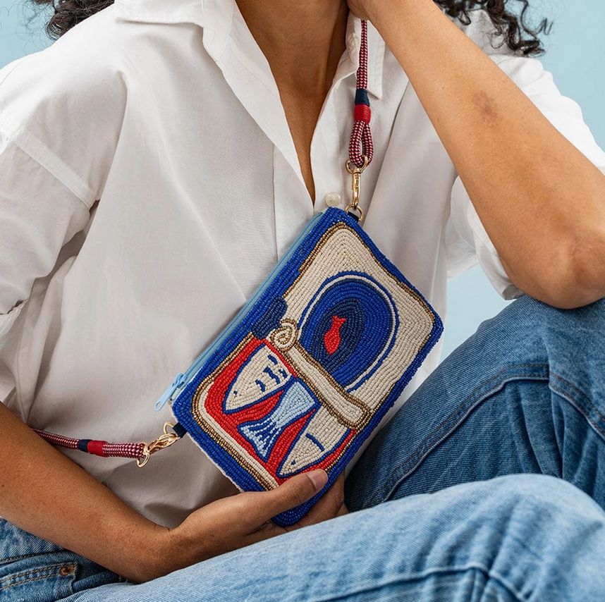 Ink + Alloy Leila Sardine Seed Bead Clutch with Strap IA71