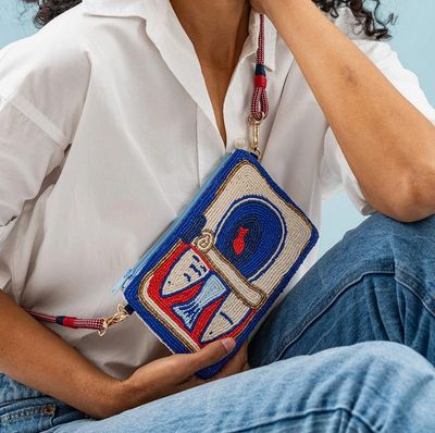 Ink + Alloy Leila Sardine Seed Bead Clutch with Strap IA71