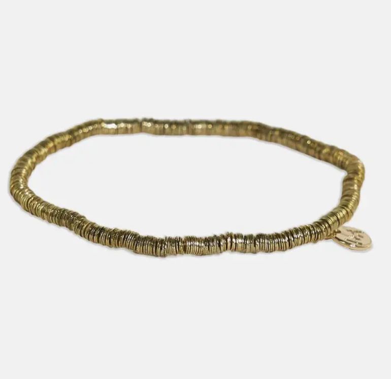 Ink + Alloy Rory Solid Color Small Sequin Stretch Bracelet in Brass