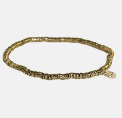 Ink + Alloy Rory Solid Color Small Sequin Stretch Bracelet in Brass