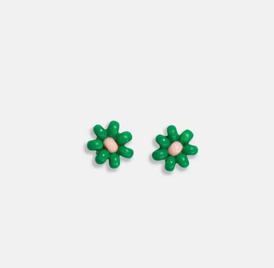 Ink + Alloy Tina Two Color Beaded Post Earrings in Kelly Green IA80
