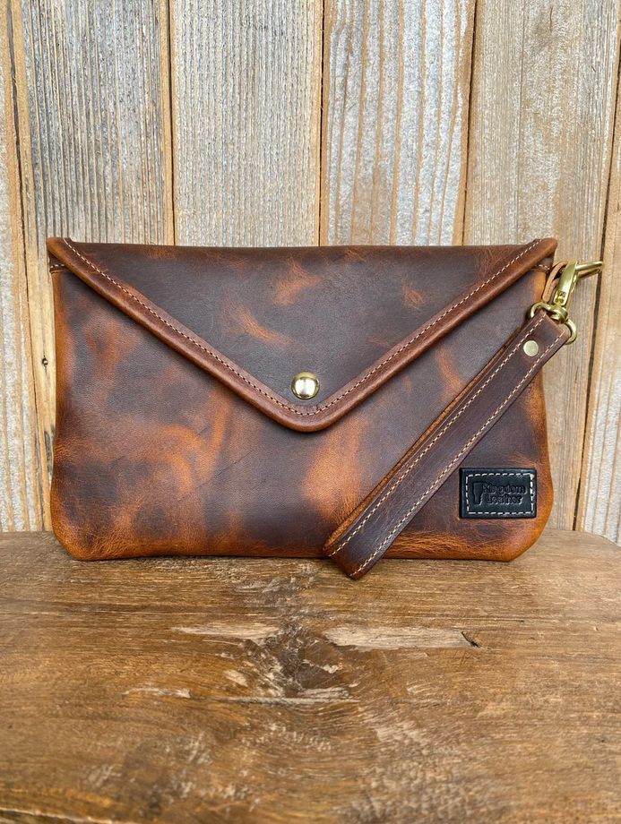 Kingdom Leather Passenger Clutch in Copperhead