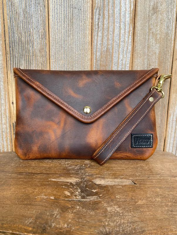 Kingdom Leather Passenger Clutch in Copperhead