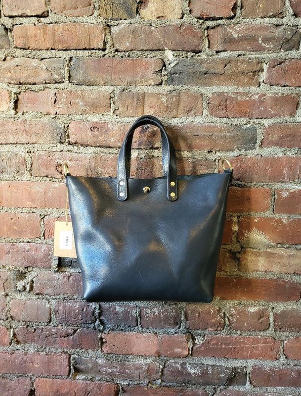 Kingdom Leather Horween Mini Tote with Strap in Black