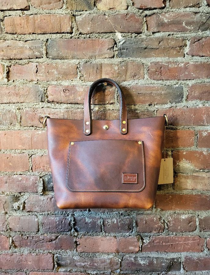 Kingdom Leather Mini Tote with Strap in Copperhead