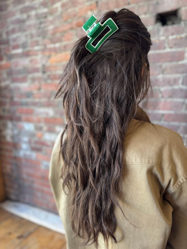 Ink + Alloy Lola Solid Color with Piped Edges Claw Clip in Kelly Green