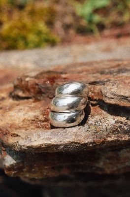 Goldie Jewelry Silver Mudra Ring Size 6 GJ42