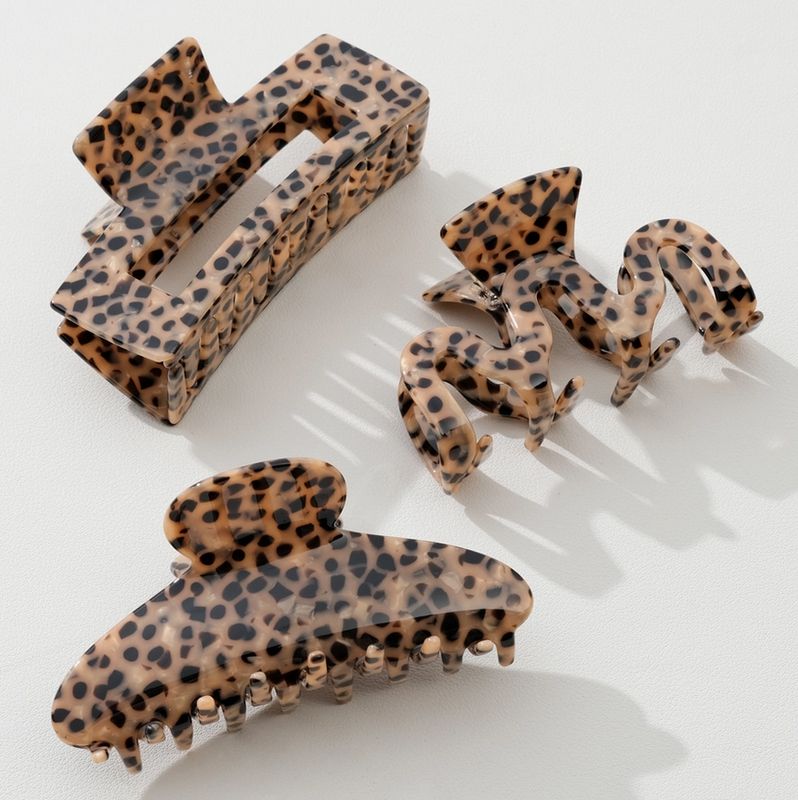 Adorro Wild Leopard Rectangle Large Claw Clip AD102