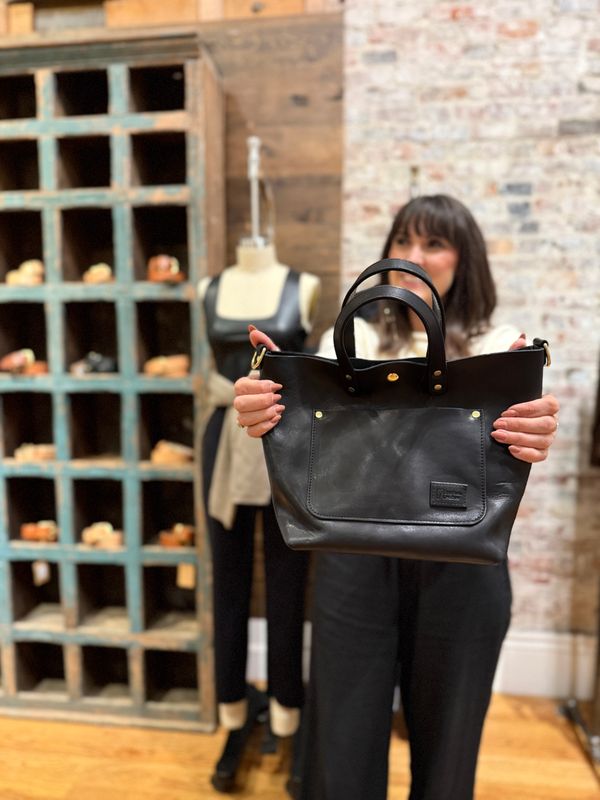 Kingdom Leather Horween Mini Tote with Strap in Black
