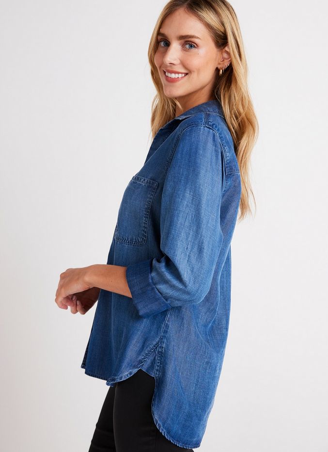 Bella Dahl Shirt Tail Button Down in Moonlit Haze