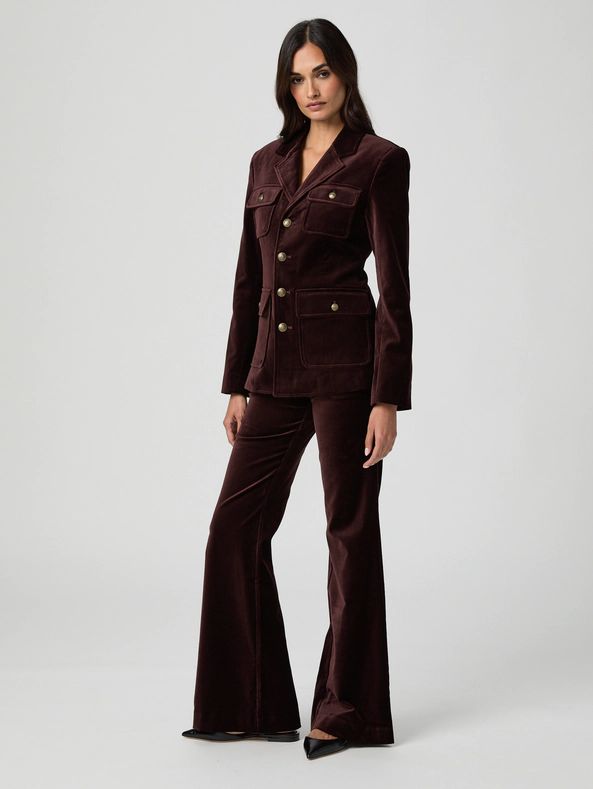 Paige Clean Front Marlow Trouser Aubergine Velvet