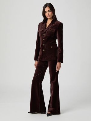 Paige Clean Front Marlow Trouser Aubergine Velvet