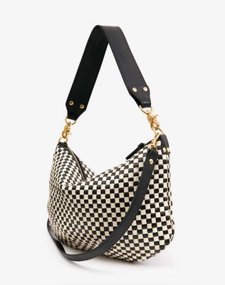 Clare V. Moyen Messenger in Black/Cream Woven Checker