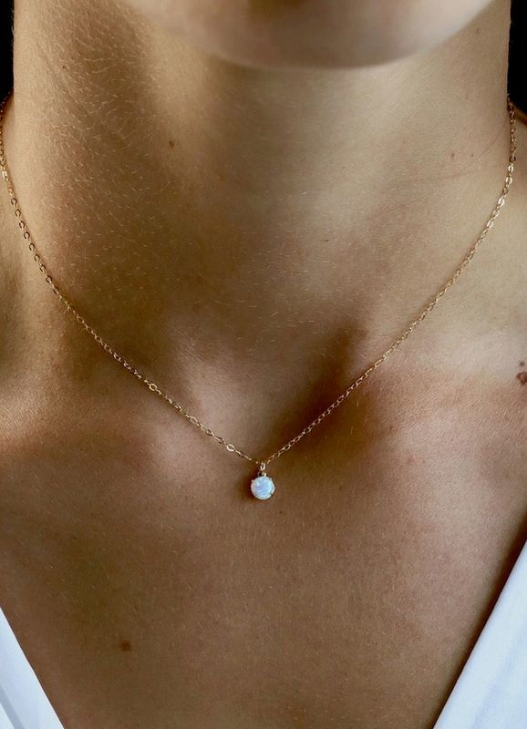 Katie Waltman Jewelry Opal Drop Necklace 16&quot; Gold Filled KW49