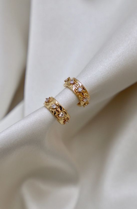 Katie Waltman Jewelry CZ Star Thick Hoops KW56