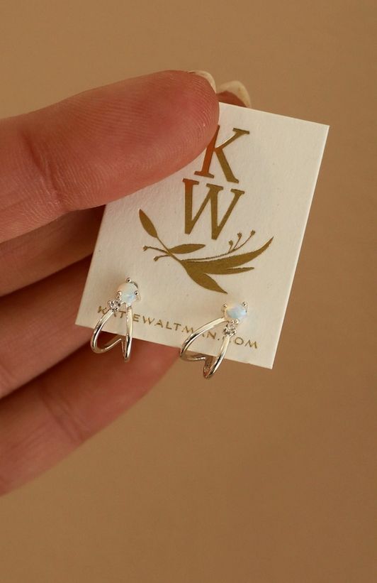 Katie Waltman Jewelry Cyprus Silver Opal Stud Hoops KW62