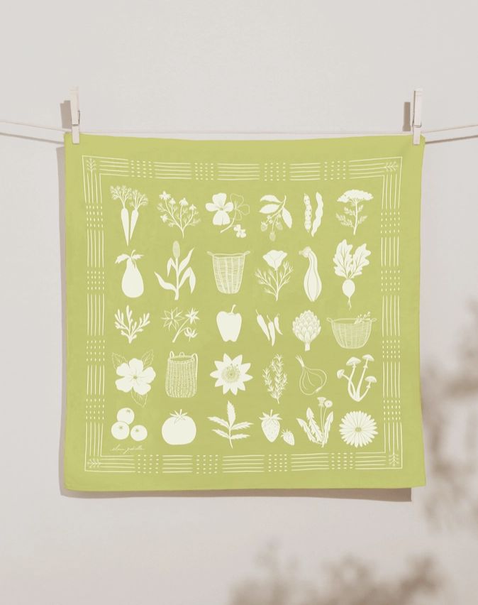Elana Gabrielle Forage Bandana in White on Celery EG12