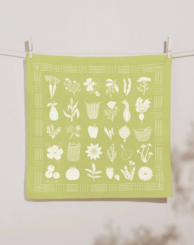 Elana Gabrielle Forage Bandana in White on Celery EG12