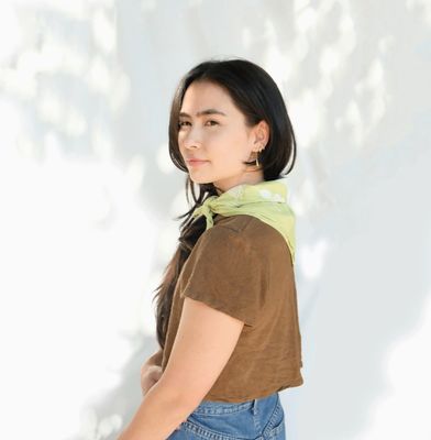 Elana Gabrielle Forage Bandana in White on Celery EG12