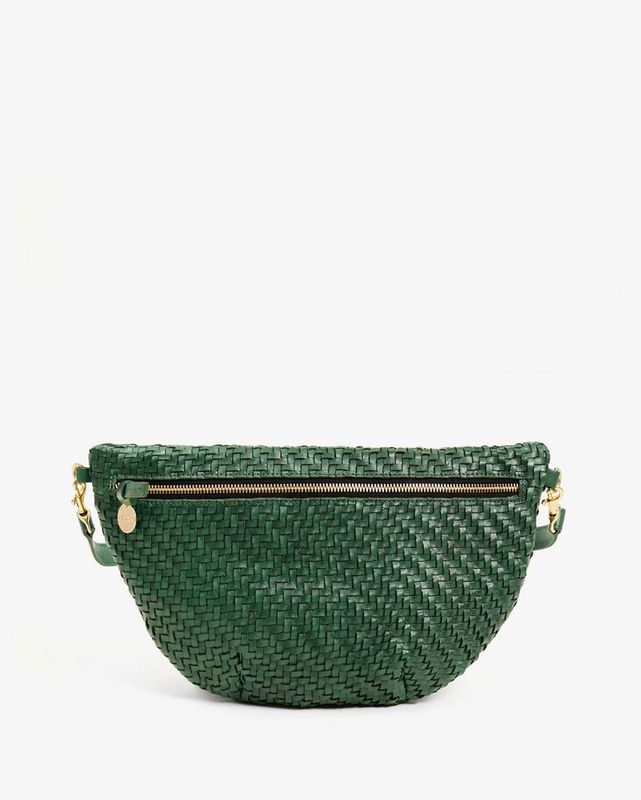Clare V. Grande Fanny in Evergreen Woven Zig Zag