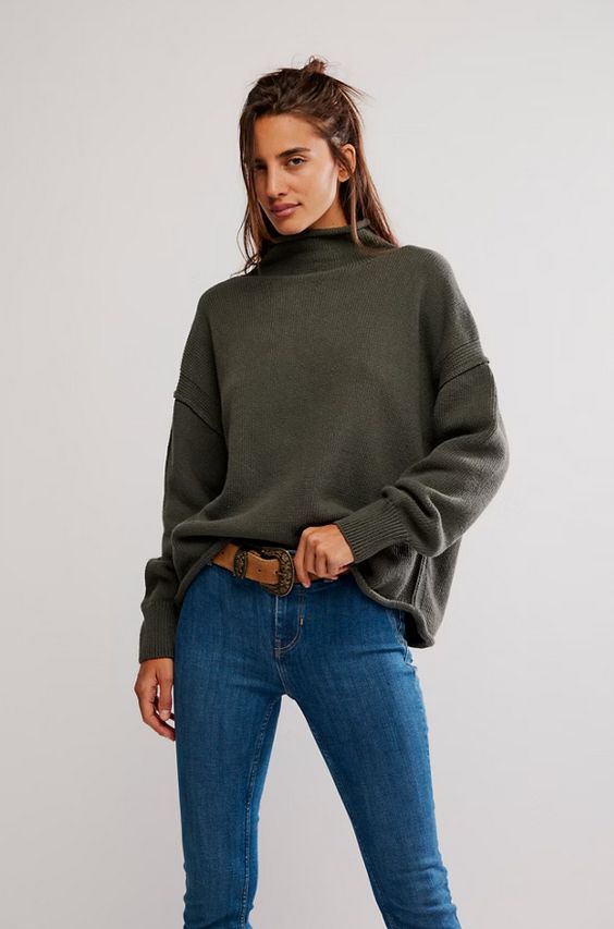 Free People Torres Roll Neck Sweater (Two Colors)
