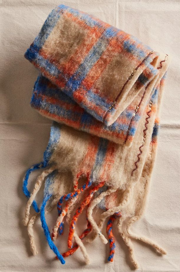Free People Highland Plaid Skinny Scarf